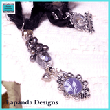 Steampunk Floral and Pearl Pendant with Crystal and Wire Detail by Lapanda Designs - Parade Handmade