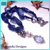 Steampunk Floral and Pearl Pendant with Crystal and Wire Detail by Lapanda Designs - Parade Handmade