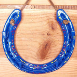 Recycled Horseshoe Key Rack in Blue with Delicate Painted Design 16 x 15cm by Liffey Forge - Parade Handmade