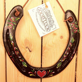 Love Heart Decorated Lucky Horseshoe 14 x 13cm in Black by Liffey Forge - Parade Handmade