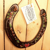 Love Heart Decorated Lucky Horseshoe 14 x 13cm in Black by Liffey Forge - Parade Handmade