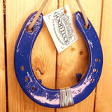 Blue and Silver Recycled Iron Horseshoe Key Rack with wire Spirals, 12 x 13cm by Liffey Forge - Parade Handmade