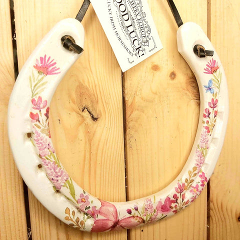 Recycled Horseshoe with Flowers and Pink Butterfly Decoupage Pattern and Fact Sheet by Liffey Forge - Parade Handmade
