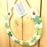 Recycled Horseshoe with Shamrock Decoupage Pattern and Fact Sheet, 17 x 16 cm by Liffey Forge - Parade Handmade