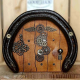 Steampunk Horseshoe Fairy Door, 12 x 14 cm with Mouse, Key and Fact Sheet, by Liffey Forge - Parade Handmade