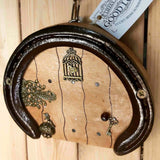 Horseshoe Fairy Door, 12 cm x 15 cm with Mushroom, Key, Bird Cage and Fact Sheet, by Liffey Forge - Parade Handmade