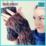 Aran Style Wrist Warmers in muted Grey Brown and Orange Hues Size XL -100% Acrylic - By Bridie Murray - Parade Handmade