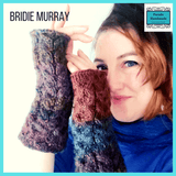Aran Style Cosy Wrist Warmers in muted Grey Brown and Orange Hues Size L -100% Acrylic - By Bridie Murray - Parade Handmade
