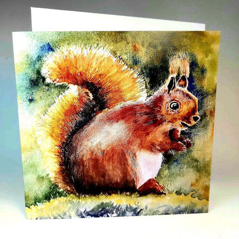 Squirrel Card Blank - 5" Square - From Original Watercolour Painting - By Nuala Brett-King - Parade Handmade