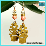 Flower Pot Charm Boho Earrings - Lightweight and Whimsical with Sterling Silver Hooks - by Lapanda Designs - Parade Handmade