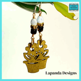 Flower Pot Charm Boho Earrings - Lightweight and Whimsical with Sterling Silver Hooks - by Lapanda Designs - Parade Handmade