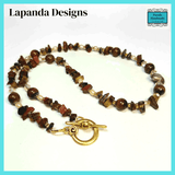 Tigers Eye Necklace with Baroque Pearl and Crystal by Lapanda Designs - Parade Handmade