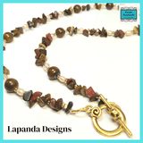 Tigers Eye Necklace with Baroque Pearl and Crystal by Lapanda Designs - Parade Handmade