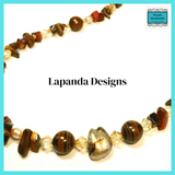 Tigers Eye Necklace with Baroque Pearl and Crystal by Lapanda Designs - Parade Handmade