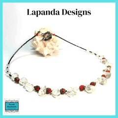 Rock Crystal Necklace with Red Glass Detail by Lapanda Designs