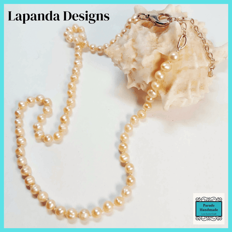 Cream Pearl Necklace on Silk by Lapanda Designs - Parade Handmade