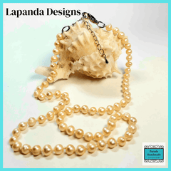 Vintage Style Cream Pearl Necklace on Silk by Lapanda Designs