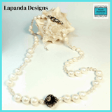 Mother of Pearl Necklace with Black and Pink Crystal Focal Bead by Lapanda Designs - Parade Handmade