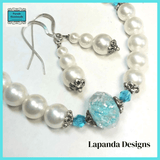 Mother of Pearl and Crystal Necklace and Earrings Set by Lapanda Designs - Parade Handmade