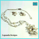 Faux Pearl Necklace and Earrings Set - Vintage Style Cluster Style by Lapanda Designs - Parade Handmade