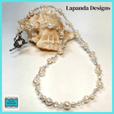 Mother of Pearl Necklace in White with Crystals by Lapanda Designs - Parade Handmade