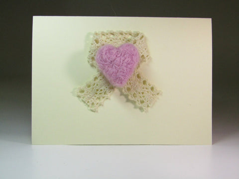 3D Felted Heart, hand crafted card, by Rubi - Parade Handmade