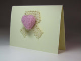 3D Felted Heart, hand crafted card, by Rubi - Parade Handmade