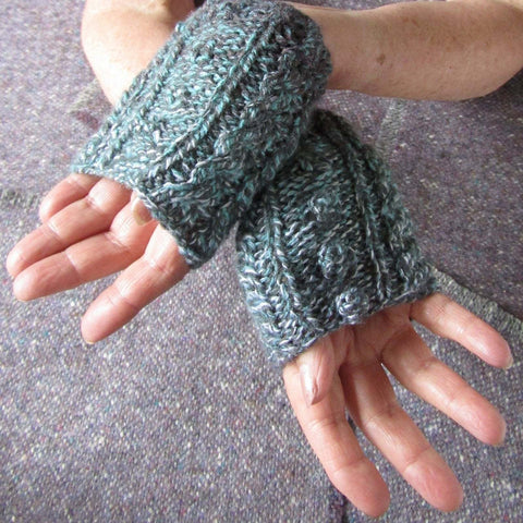 Aran Style Wrist Warmers, Multi-col, Ladies Med, By Bridie Murray.  - Parade Handmade