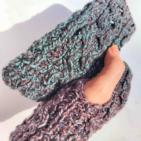 Aran Style Wrist Warmers in Multicolour - Small - by Bridie Murray 