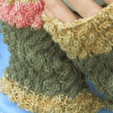 Aran Style Wrist Warmers in Varied Green Peach and Yellow, By Bridie Murray - Parade Handmade Co Mayo