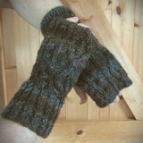 Aran Wrist Warmers in Variegated Browns and Greys XL, By Bridie Murray - Parade Handmade