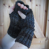 Aran Wrist Warmers in Variegated Browns and Greys XL, By Bridie Murray - Parade Handmade