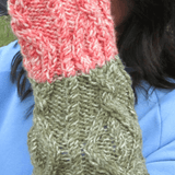 Aran Wristwarmers in Peach Cream and Green, By Bridie Murray - Parade Handmade Newport West of Ireland