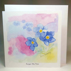 Art Card, Forget Me Not Water Colour Print, by Nuala Brett -King