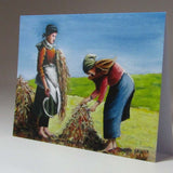 Art Card, 'Jobs for the Girls', Stacking the Flax, Achill Island, circa 1890, by Noreen Sadler - Parade Handmade