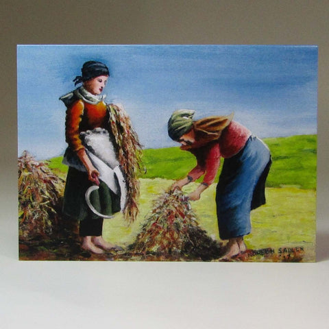 Art Card, 'Jobs for the Girls', Stacking the Flax, Achill Island, circa 1890, by Noreen Sadler - Parade Handmade