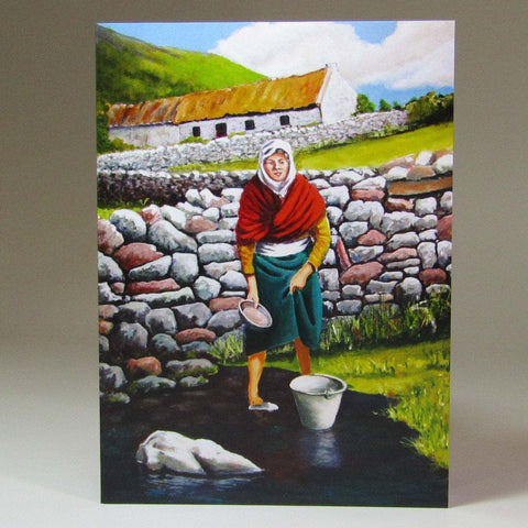 Art Card, 'Jobs for the Girls', 'To Fetch a Pail of Water', Achill Island, by Noreen Sadler - Parade Handmade