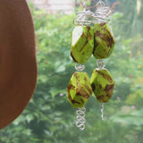 Big Lime Green Earrings with Top Knot - Acrylic - SP Copper Wire - SS Hooks - By Lapanda Designs - Parade Handmade Ireland