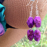 Big Zingy Purple Earrings - Acrylic - Silver Plated Copper Wire Work - by Lapanda Designs - Parade Handmade Ireland