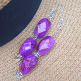 Big Zingy Purple Earrings - Acrylic - Silver Plated Copper Wire Work - by Lapanda Designs - Parade Handmade Co Mayo Ireland