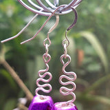 Big Zingy Purple Earrings - Acrylic - Silver Plated Copper Wire Work - by Lapanda Designs - Parade Handmade Co Mayo