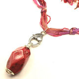 Big Zingy Summer Pendant Necklace - Tibetan Silver Bail - Acrylic Red - Boho Vibe - by Lapanda Designs - Parade Handmade Co Mayo