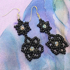 Black Floral Boho Earrings by Lapanda Designs