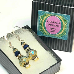 Blue Crystal Earrings - Vintage Affair - by Lapanda Designs