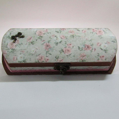 Blue Floral, Decoupaged, Wooden Pencil Box, By Kira Szentivanyi - Parade Handmade