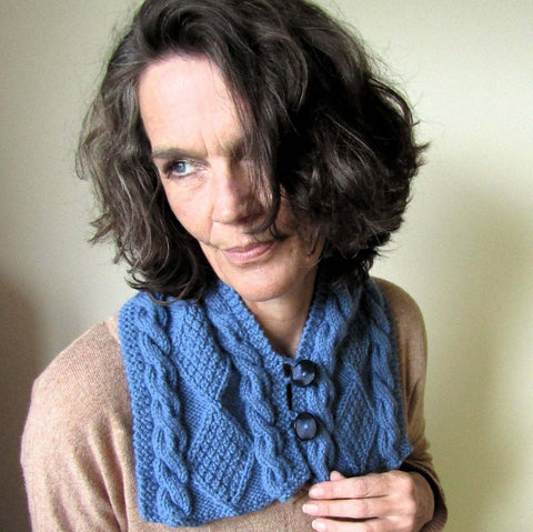 Blue Hand Crafted Aran Neckwarmer, One Off, By Shoreline - Parade Handmade