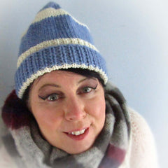 Blue and White, Handknit Wooly Hat, By Shoreline