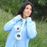 Felt Lariat in Pale Blues with Pretty Beaded Detail, By Parade - Parade Handmade Newport Co Mayo