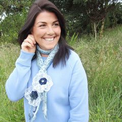 Boho Felt Necklace in Pale Blues with Pretty Beaded Detail, By Parade