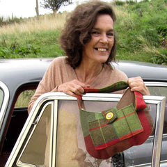 Boho Style Wool Check Bag with Back and Front Pockets by Shoreline